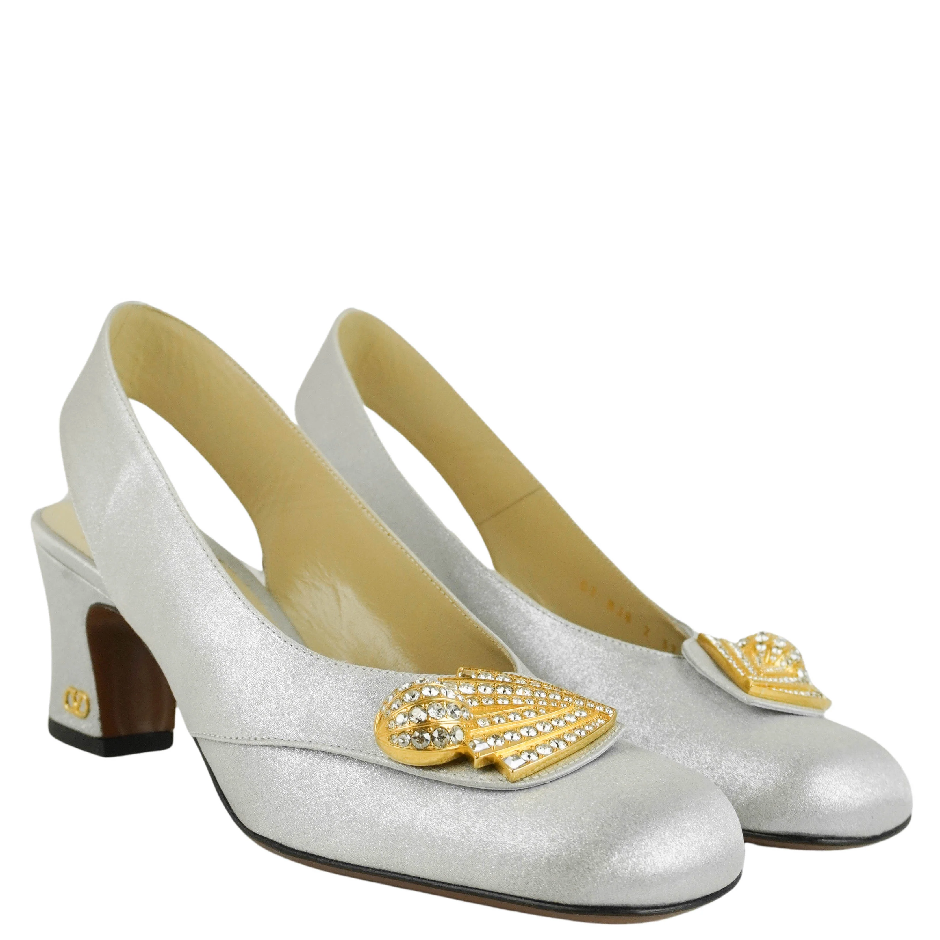 Valentino Adamantine Slingback Heels in Silver - Image 4