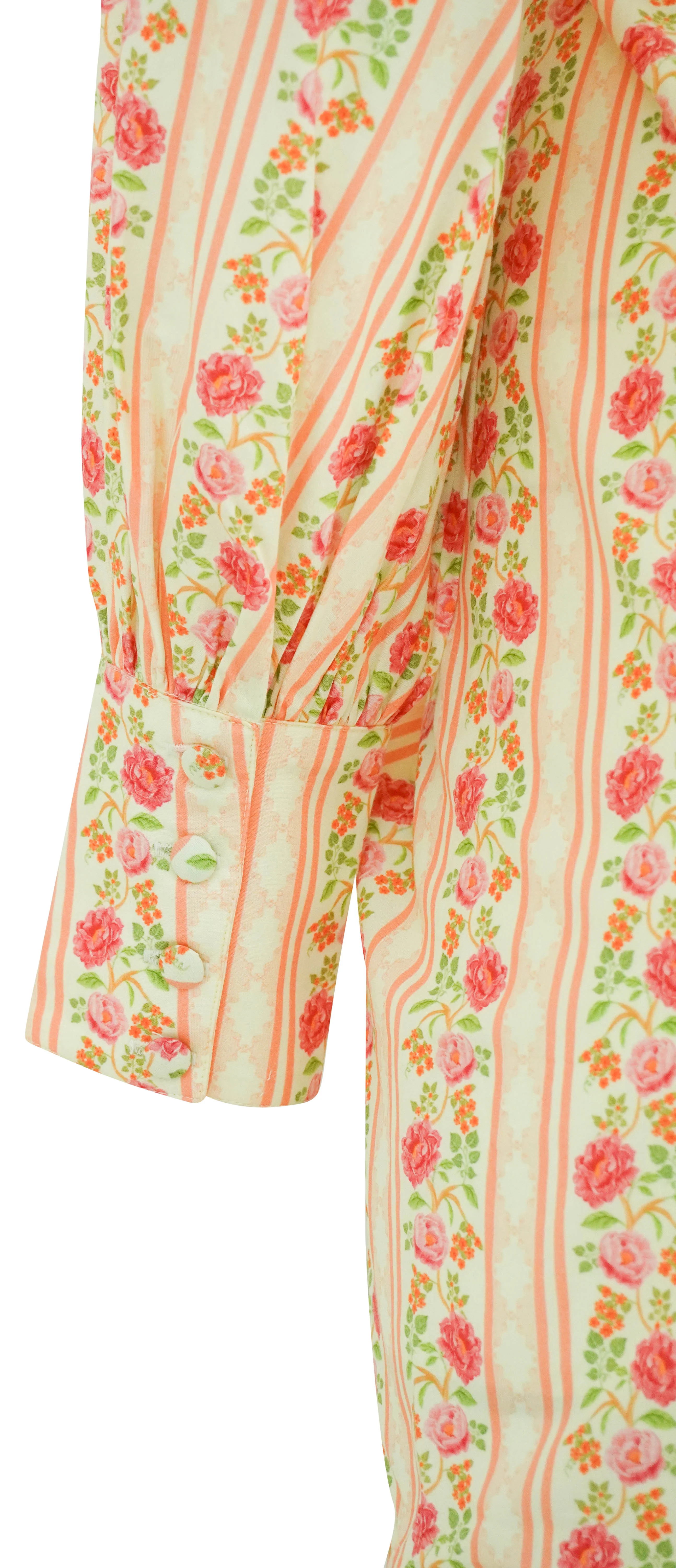 Verandah Twist Tie-Up Mini Dress in Coral and Cream Peonies Stripe - Image 3