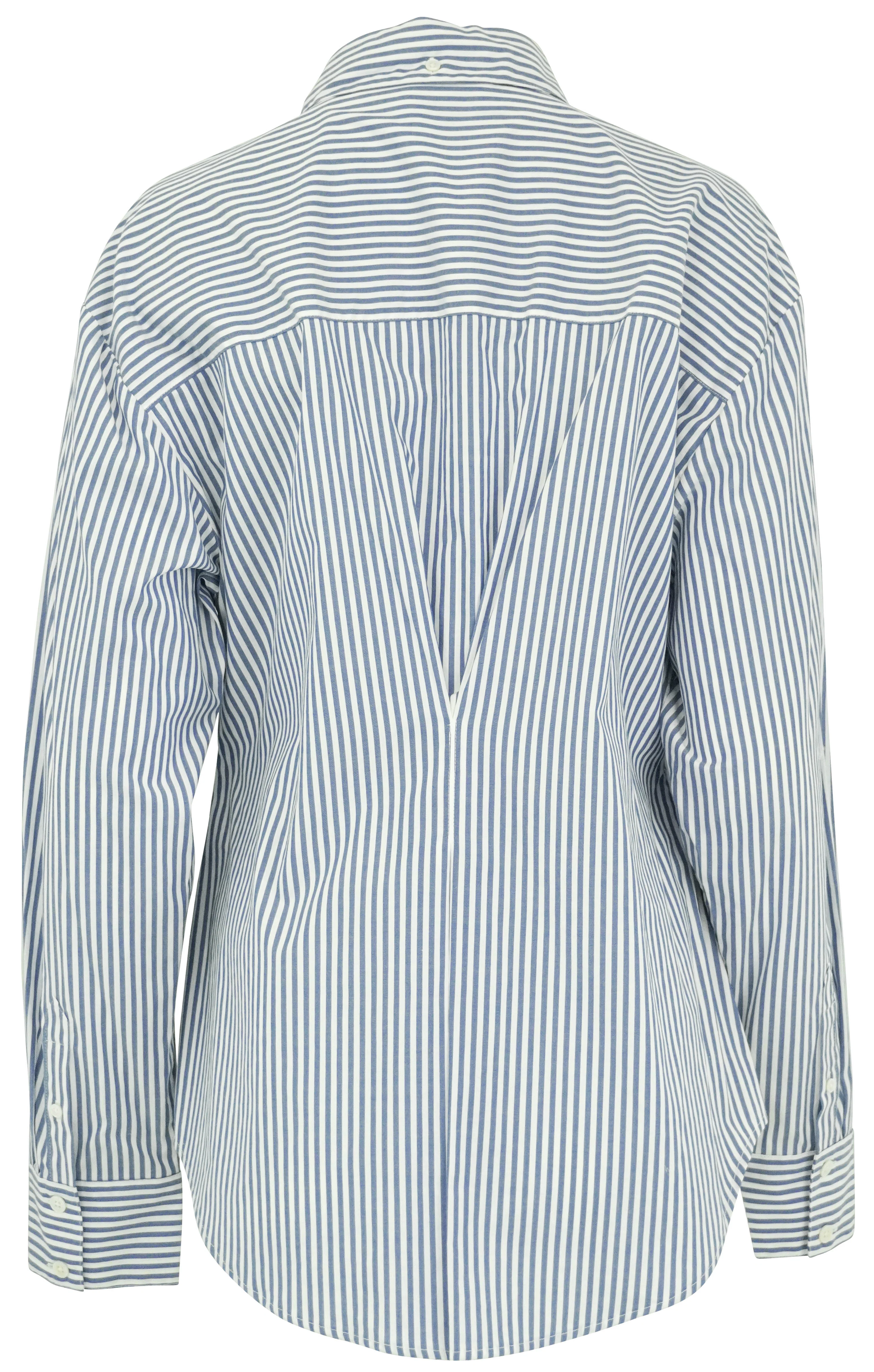 Veronica Beard Daroda Embroidered Top in Blue/White Stripe - Image 2