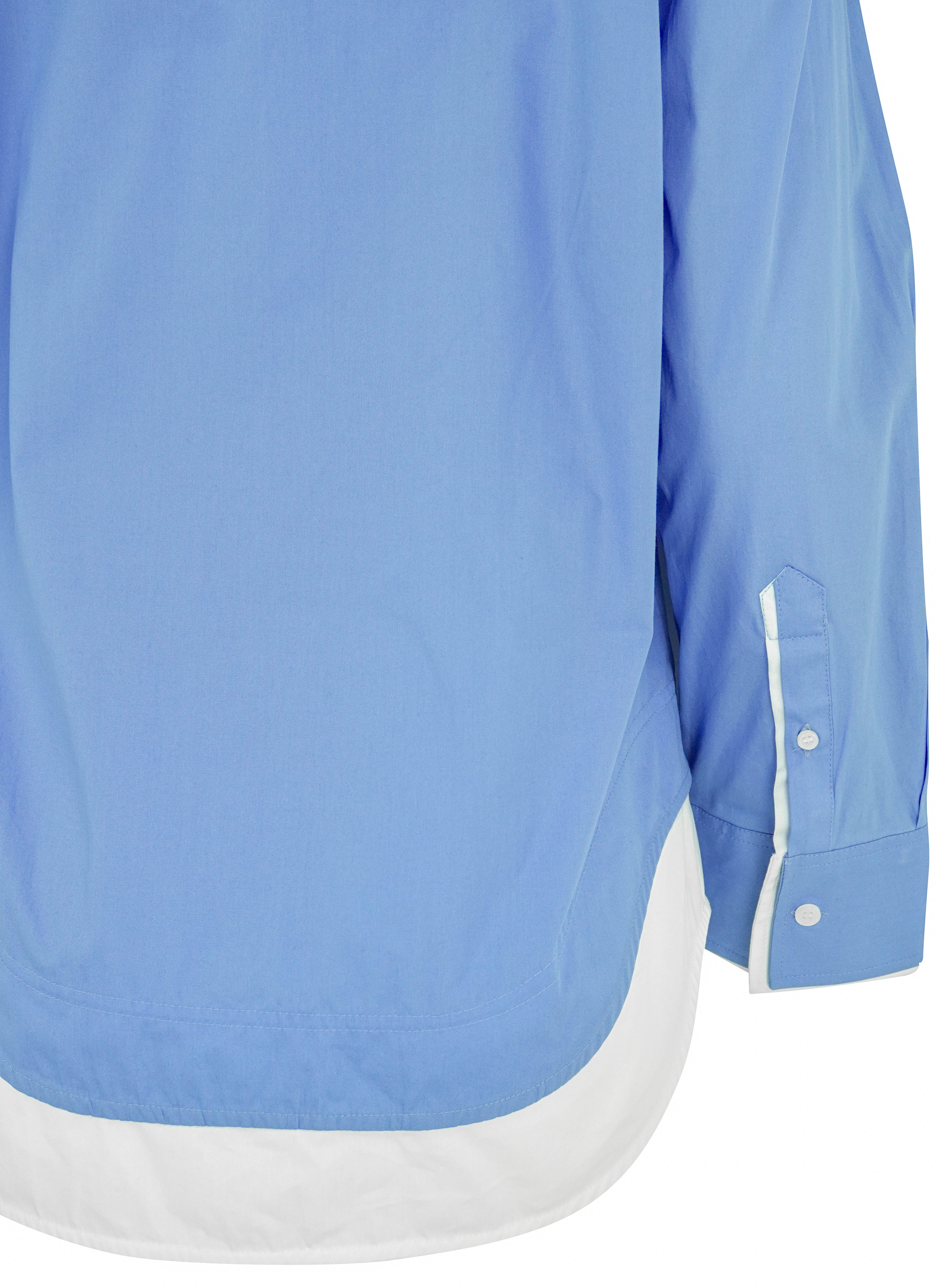 Victoria Beckham Layered Button Down Dhirt in Blue Oxford - Image 4
