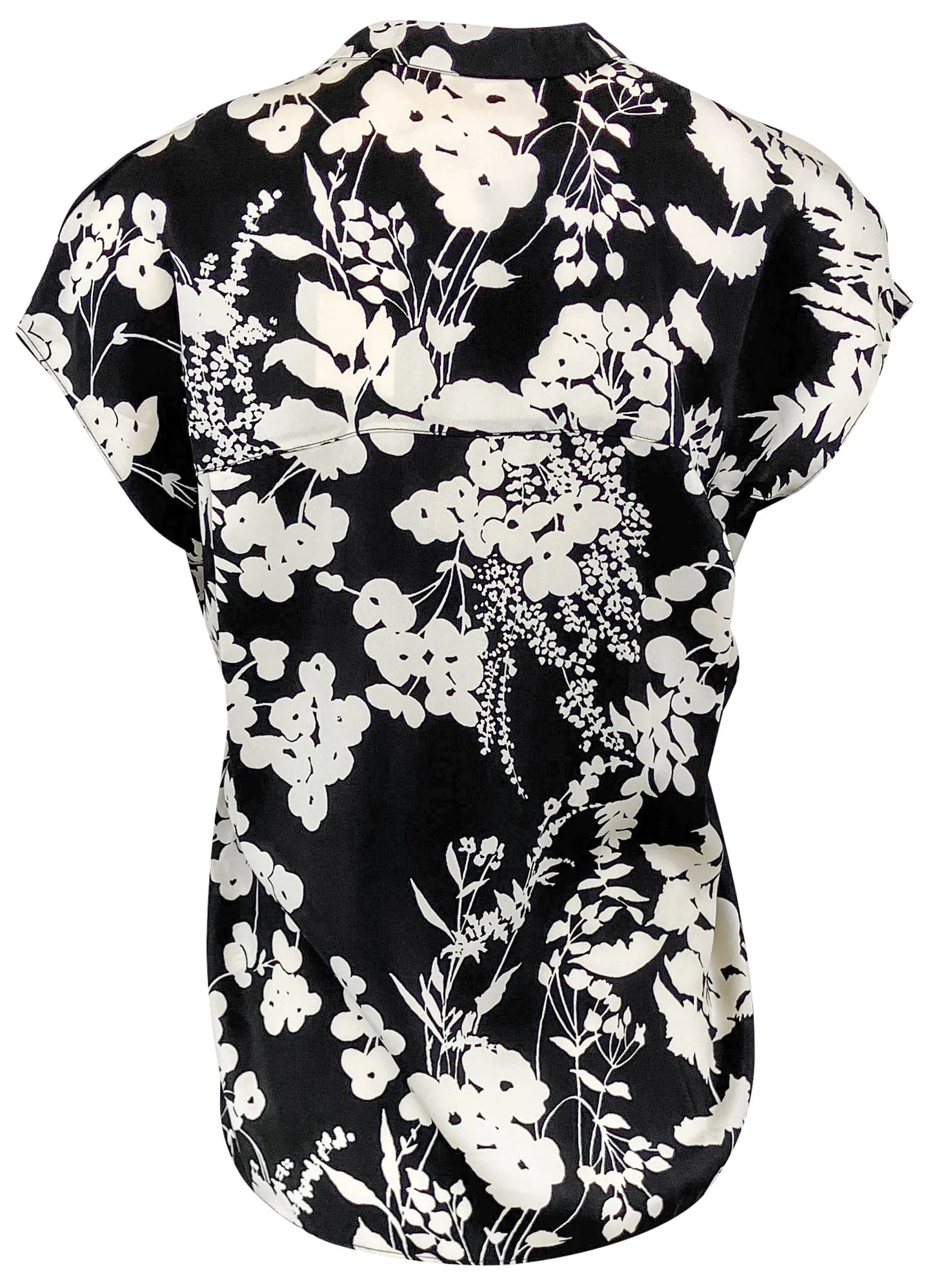 Vince. Floral Print Blouse in Black and Cream - Image 2