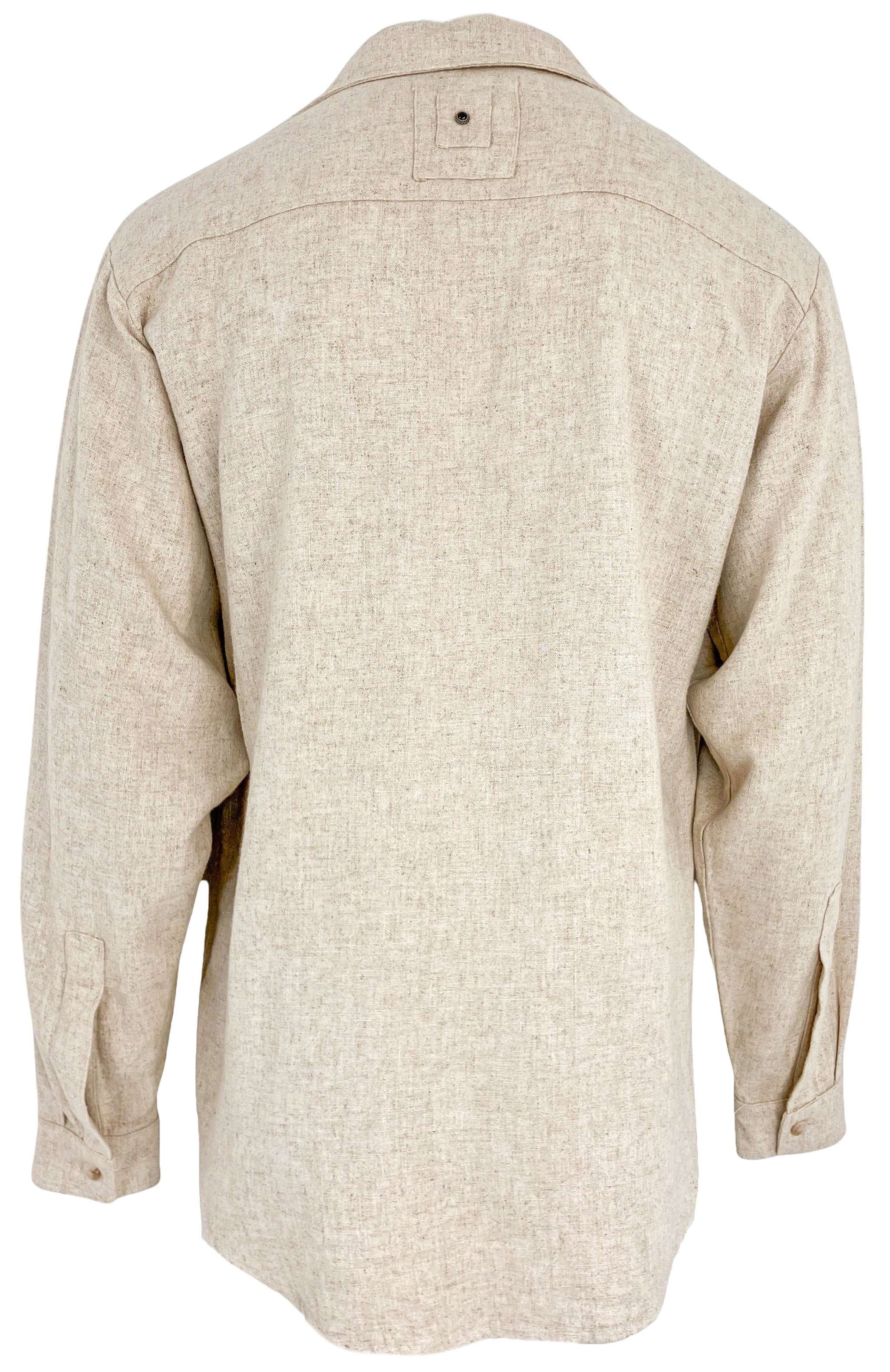 White Sand Linen Blend Button Front Shirt in Light Beige - Image 2