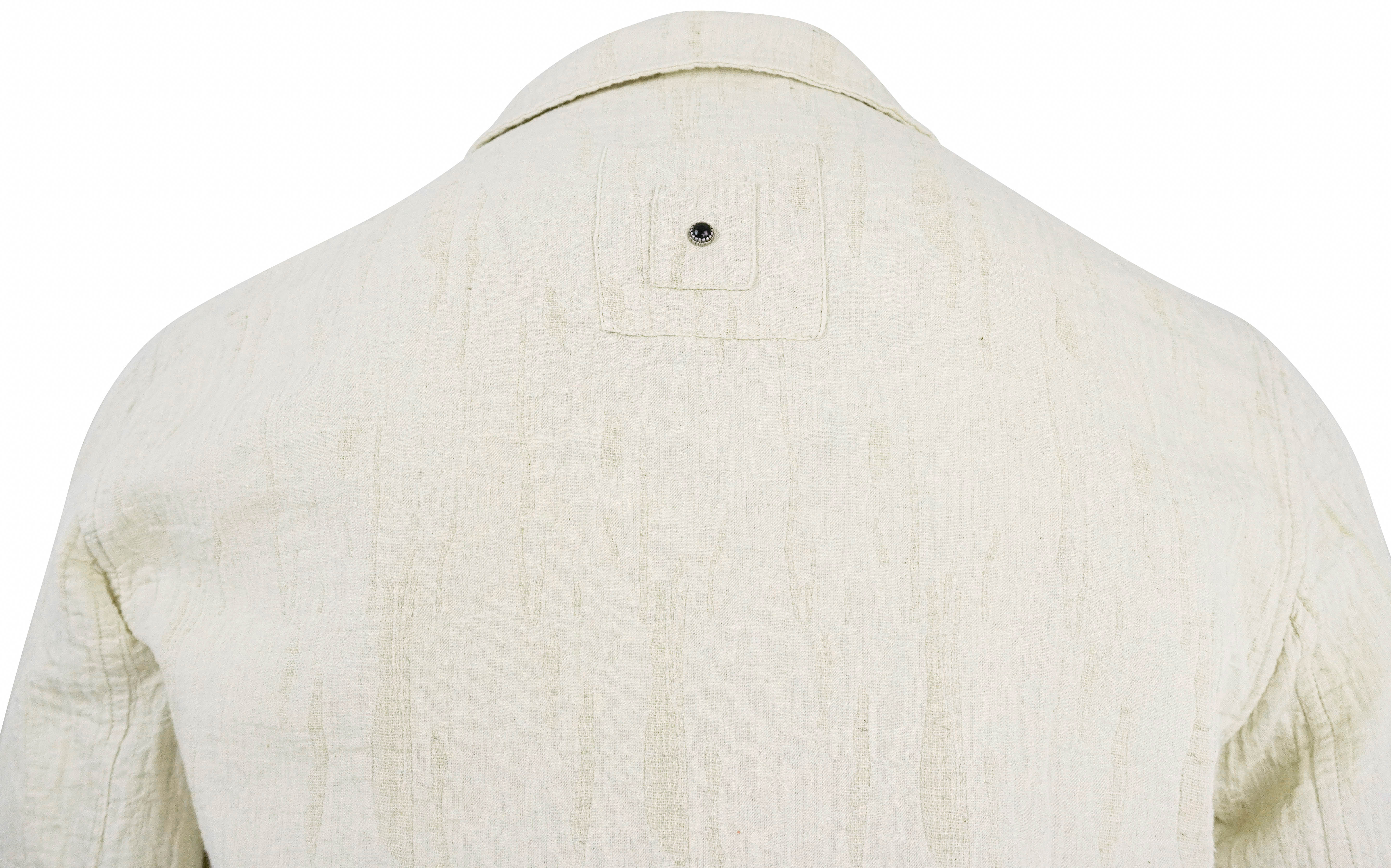 White Sand Textured Shirt Jacket in Light Beige - Image 4