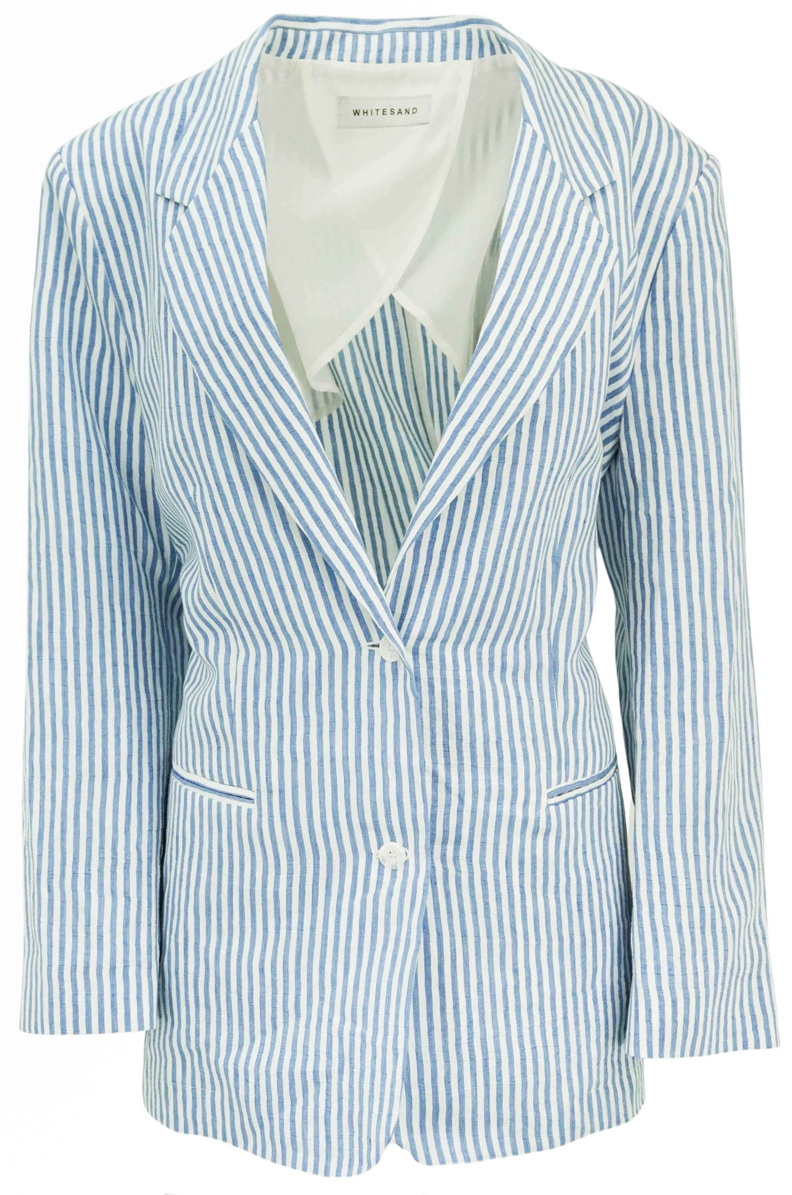Whitesand Striped Blazer in Blue and White